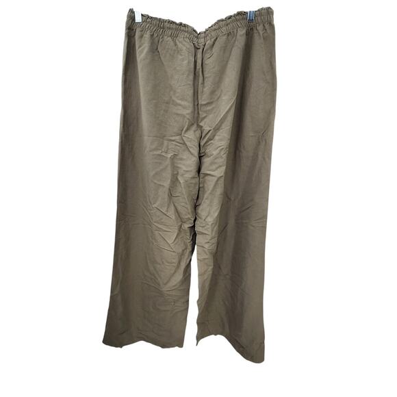New NWT Wide Leg Linen Blend Pants Green Army Size Large‎ - Picture 2 of 10